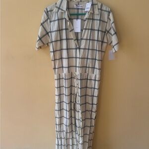 Smythe Cream and Black Windowpane Jumpsuit